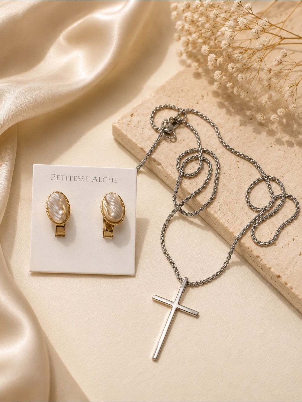 Etienne Aigner Silver and Gold Earrings with Necklace